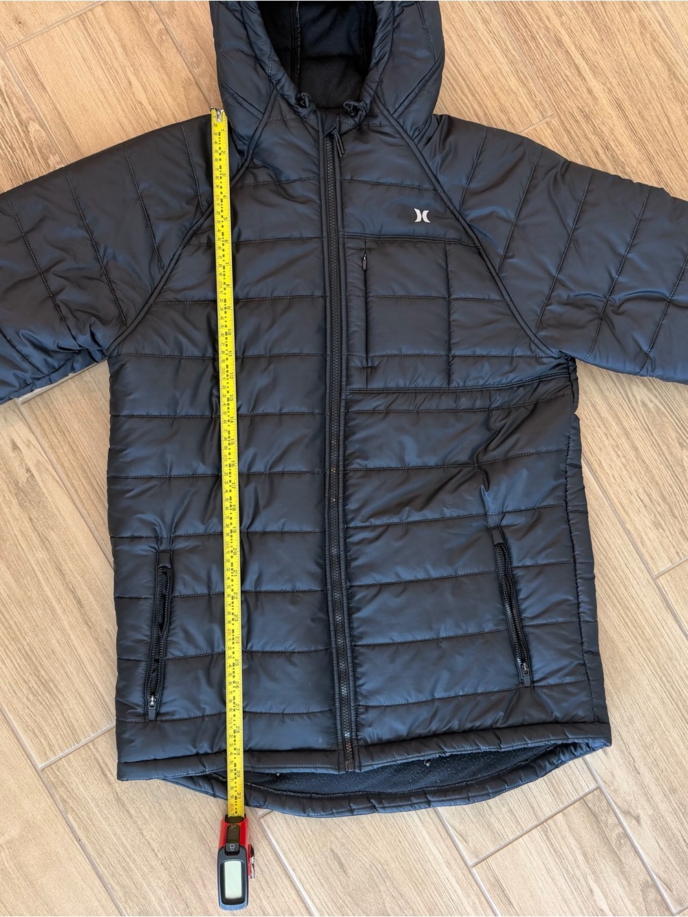 Hurley Black Quilted Hooded Puffer Jacket - Picture 12 of 13